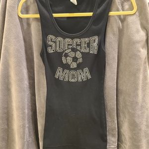 Kavio SOCCER ⚽️ MOM bedazzled ribbed tank top (M)